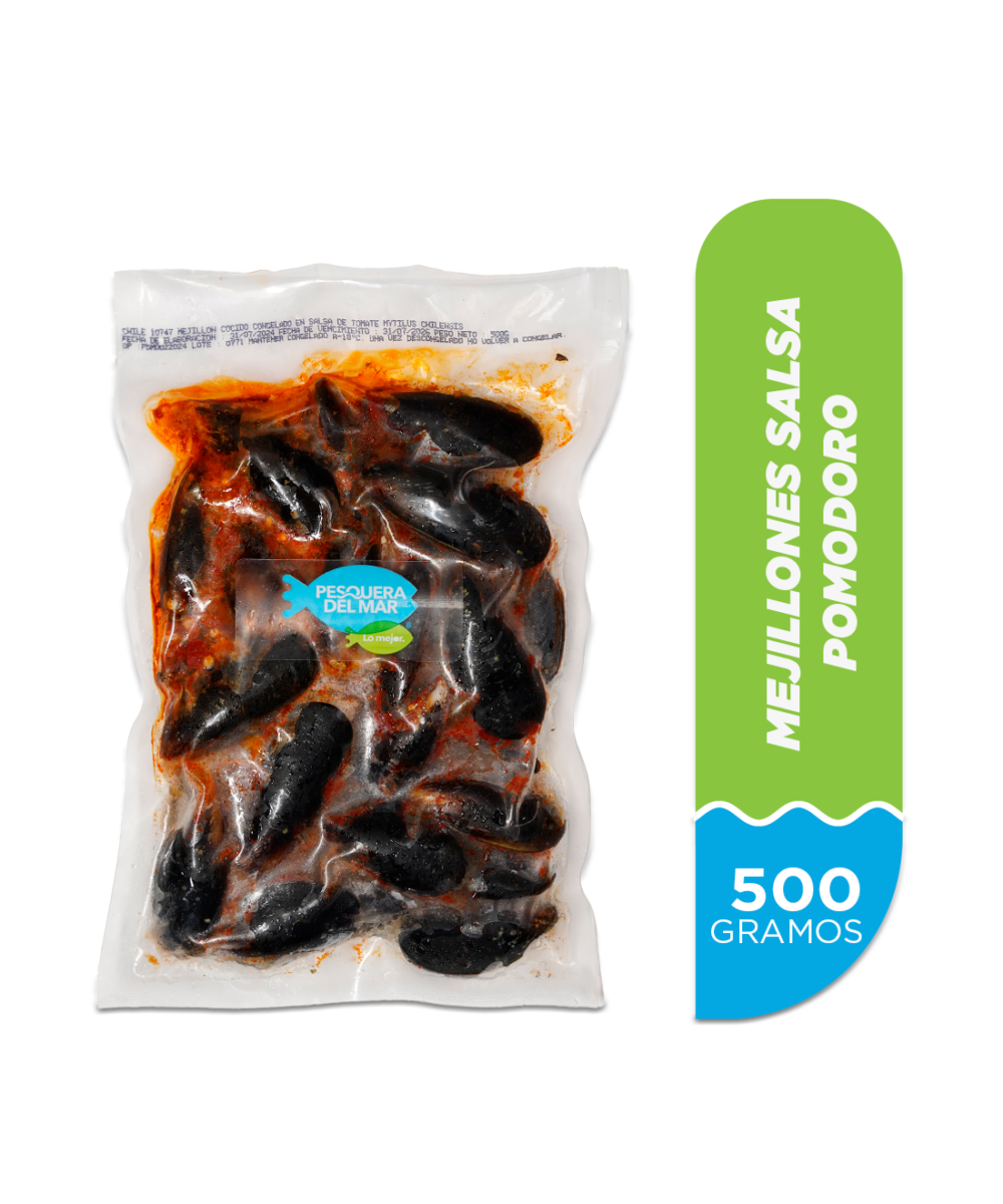 MEJILLONES - NEGROS EN SALSA POMODORO X 500 G CJ X 10 UD